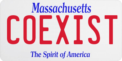 MA license plate COEXIST