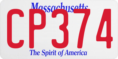 MA license plate CP374