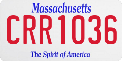 MA license plate CRR1036