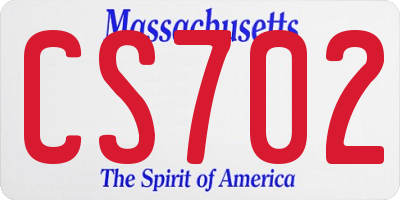 MA license plate CS702