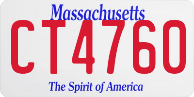 MA license plate CT4760