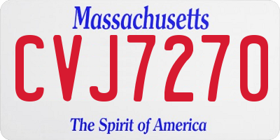 MA license plate CVJ7270