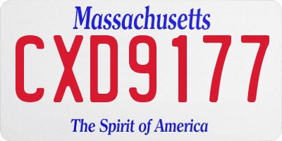 MA license plate CXD9177