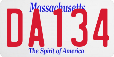 MA license plate DA134