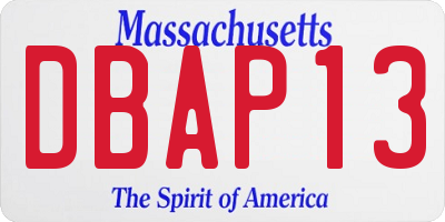 MA license plate DBAP13