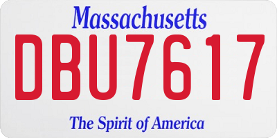 MA license plate DBU7617