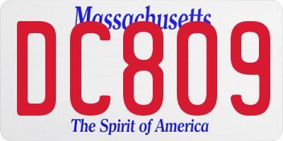 MA license plate DC809