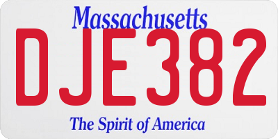 MA license plate DJE382