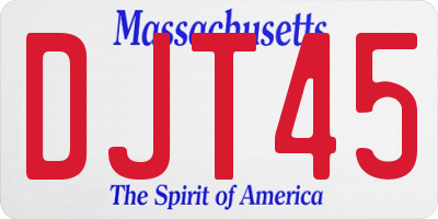 MA license plate DJT45