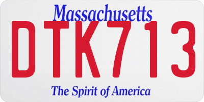 MA license plate DTK713