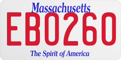 MA license plate EBO260