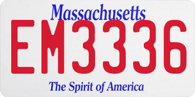 MA license plate EM3336