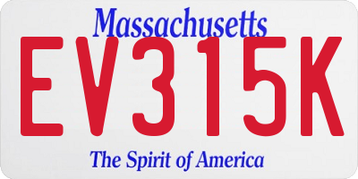 MA license plate EV315K