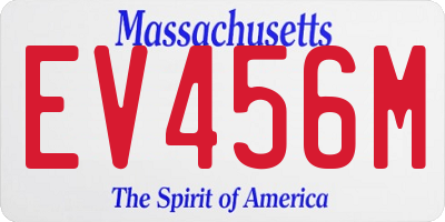 MA license plate EV456M