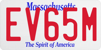 MA license plate EV65M