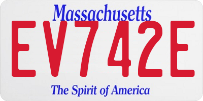 MA license plate EV742E