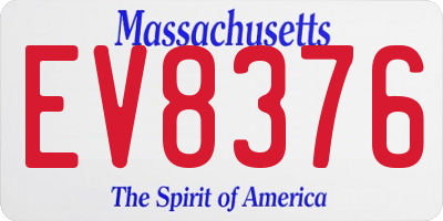 MA license plate EV8376