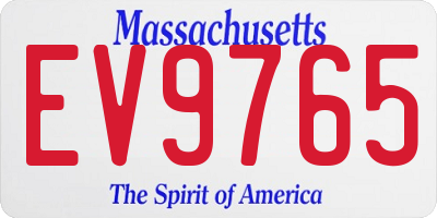 MA license plate EV9765