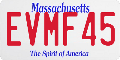 MA license plate EVMF45