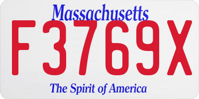 MA license plate F3769X