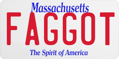 MA license plate FAGGOT