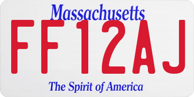 MA license plate FF12AJ