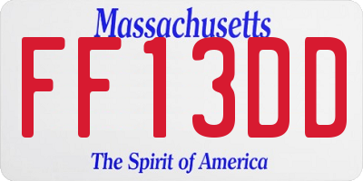 MA license plate FF13DD