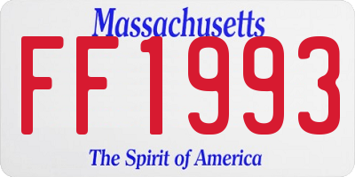 MA license plate FF1993