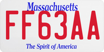 MA license plate FF63AA