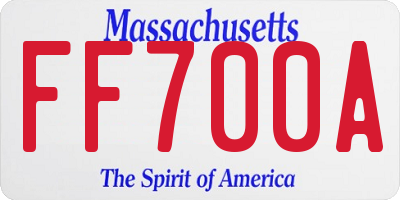 MA license plate FF700A