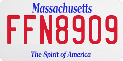 MA license plate FFN8909