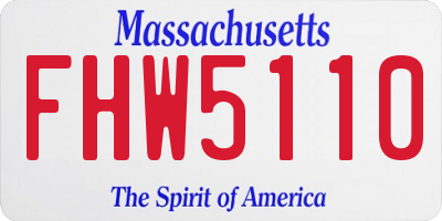 MA license plate FHW5110