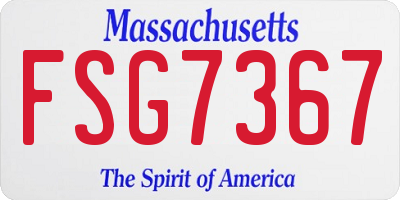 MA license plate FSG7367