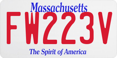 MA license plate FW223V