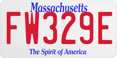 MA license plate FW329E