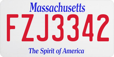 MA license plate FZJ3342