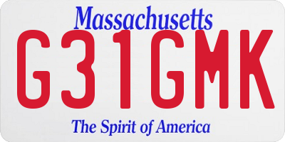 MA license plate G31GMK