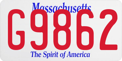 MA license plate G9862