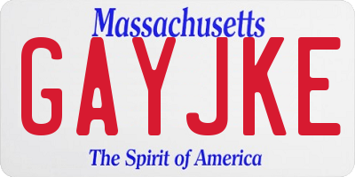 MA license plate GAYJKE