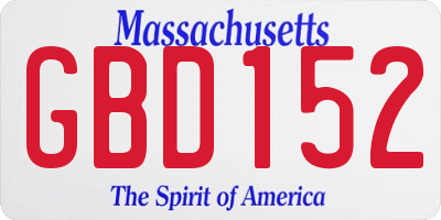 MA license plate GBD152