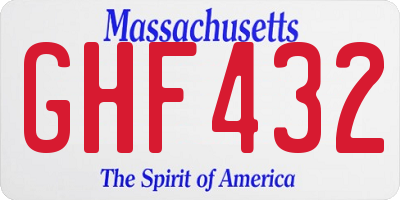 MA license plate GHF432