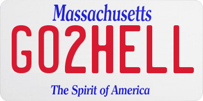 MA license plate GO2HELL