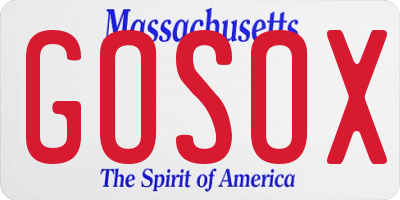 MA license plate GOSOX