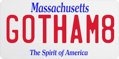 MA license plate GOTHAM8