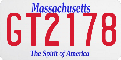 MA license plate GT2178