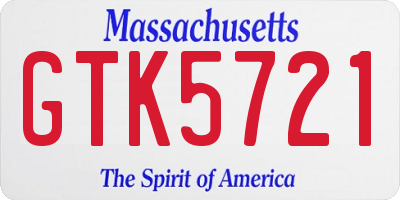 MA license plate GTK5721