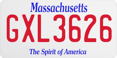 MA license plate GXL3626