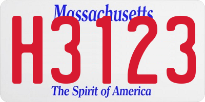 MA license plate H3123