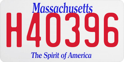 MA license plate H40396