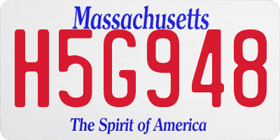 MA license plate H5G948